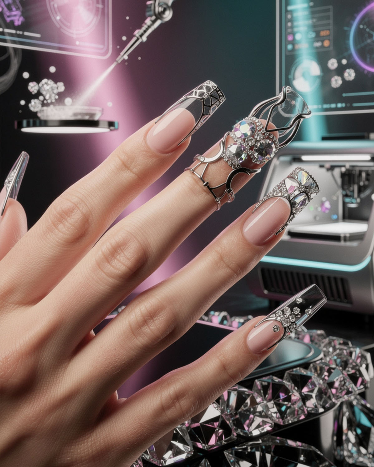 Futuristic nail technology installation